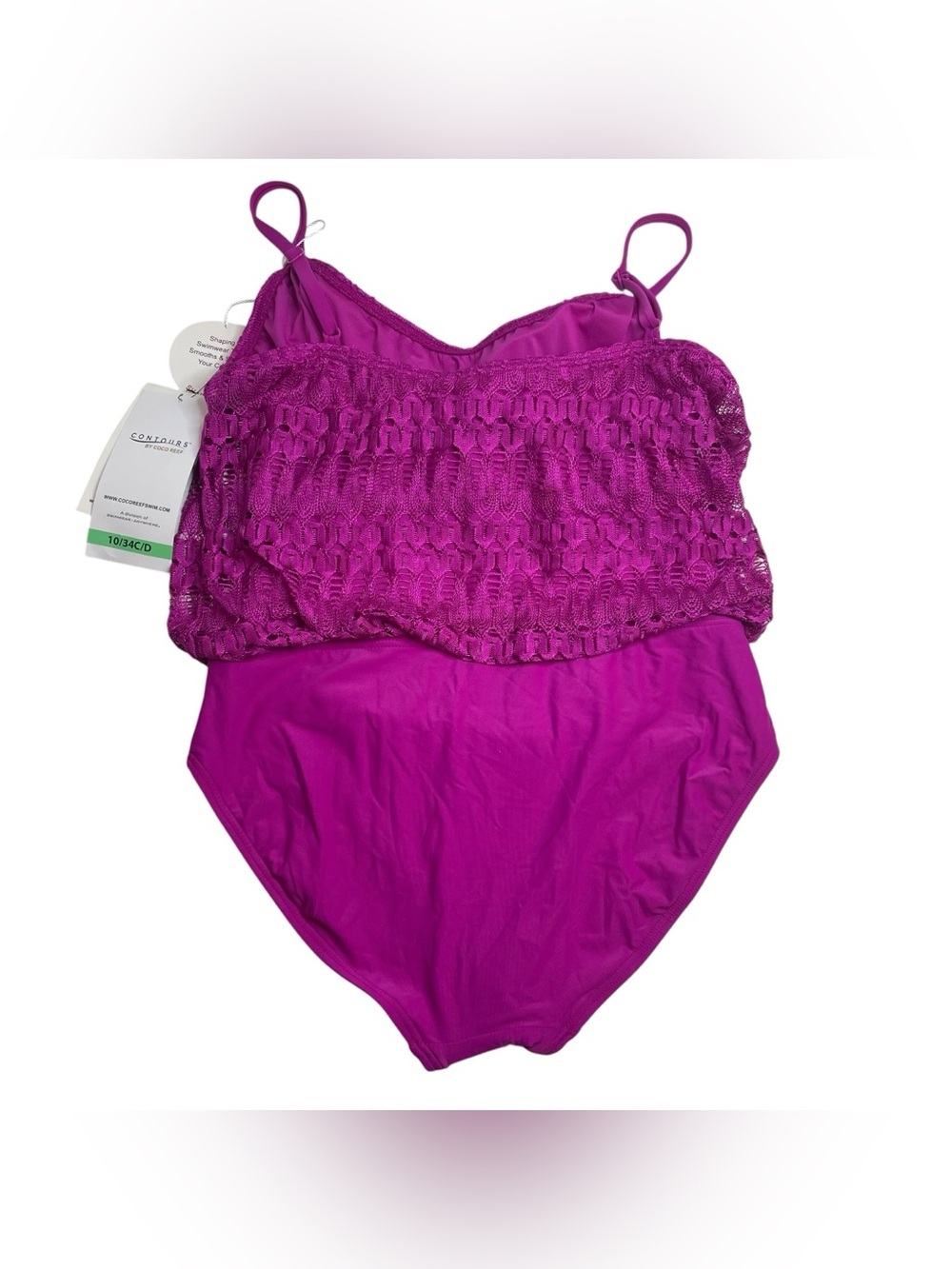 Contours by Coco Reef Amaris Lace One Piece Swimsuit Magenta Size 10 / 34C/D New - Picture 7 of 8